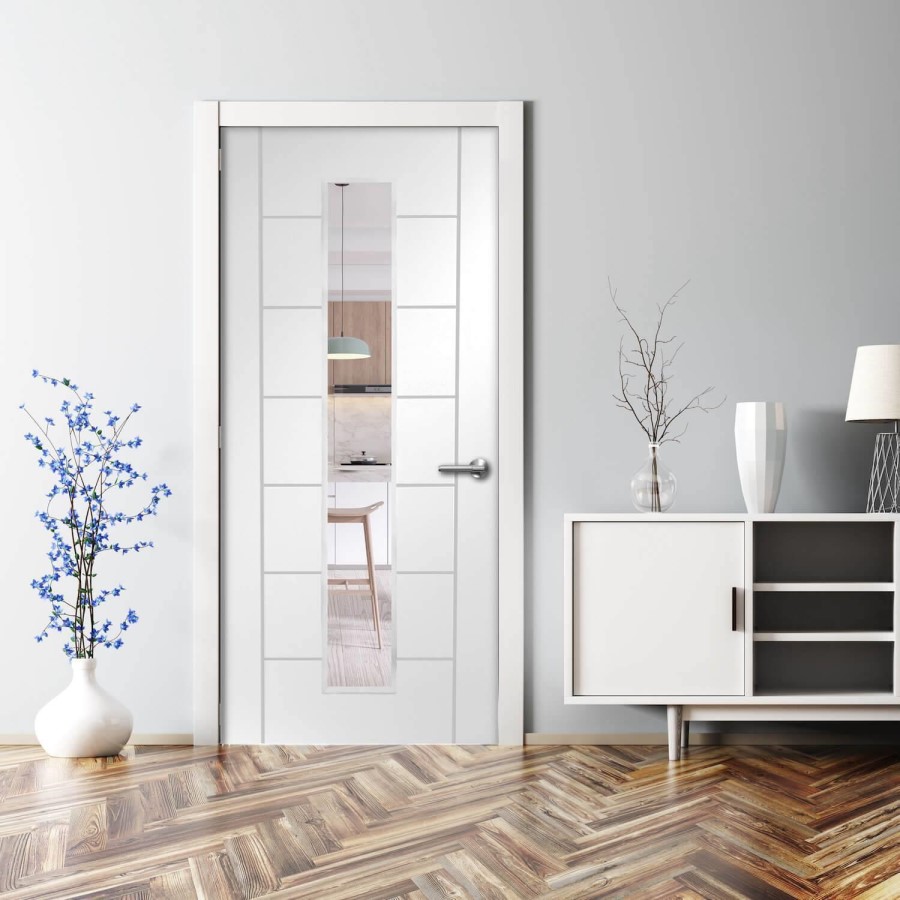 Internal White Primed Glazed 1-Light Door with Clear Glass - 2040 x 726 x 40mm - Palermo - XL Joinery