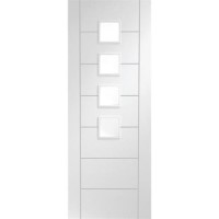 Internal White Primed Glazed 4-Light Door with Frosted Glass - 1981 x 686 x 35mm - Palermo - XL Joinery