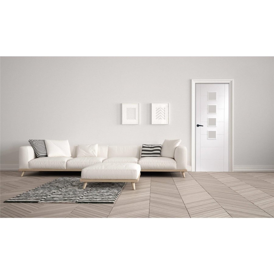 Internal White Primed Glazed 4-Light Door with Frosted Glass - 1981 x 686 x 35mm - Palermo - XL Joinery