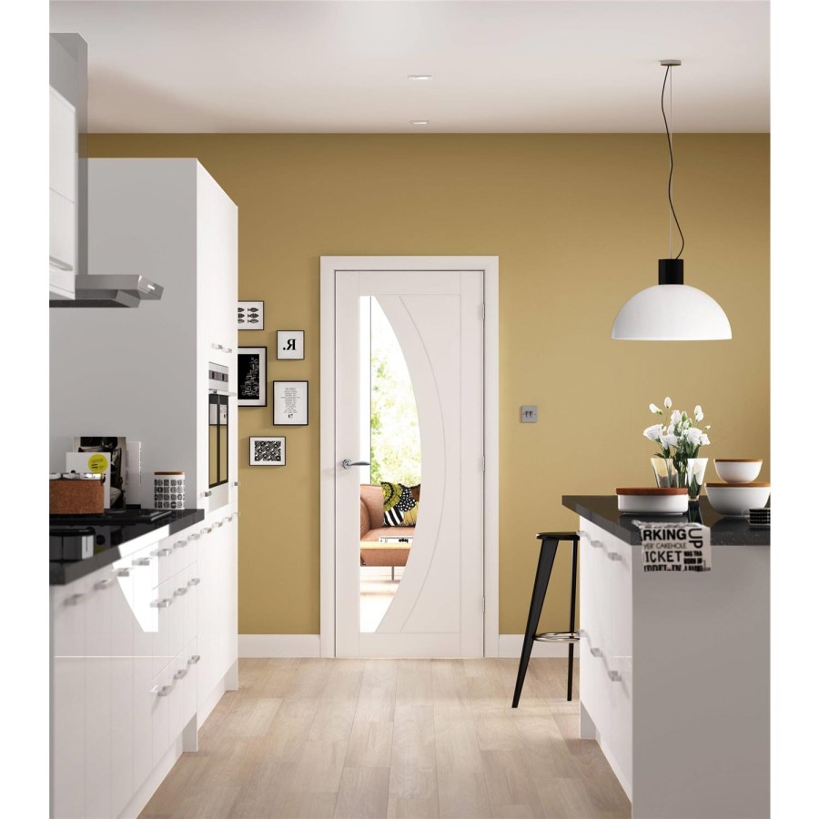 Internal White Primed Glazed Door with Clear Glass - 1981 x 686 x 35mm - Salerno - XL Joinery