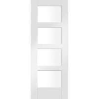 Internal White Primed Glazed 4-Panel Shaker FD30 Fire Door with Clear Glass - 1981 x 686 x 44mm - 4 Light - XL Joinery