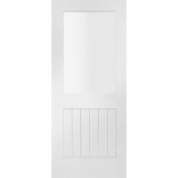 Internal White Primed Half-Glazed Cottage Door with Clear Glass - 2040 x 826 x 40mm - Suffolk - XL Joinery