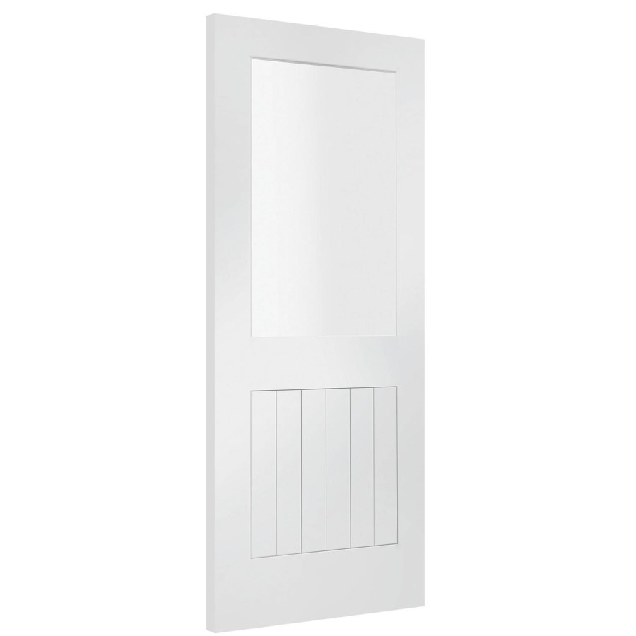 Internal White Primed Half-Glazed Cottage Door with Clear Glass - 2040 x 826 x 40mm - Suffolk - XL Joinery