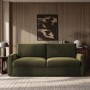 4 Seater King Size Pull-Out Sofa Bed with Storage in Khaki Green Chenille - Grayson