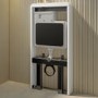 White Glass Cabinet with Cistern, Frame & Pneumatic Dual Flush Button for Wall Hung Toilets - Hako