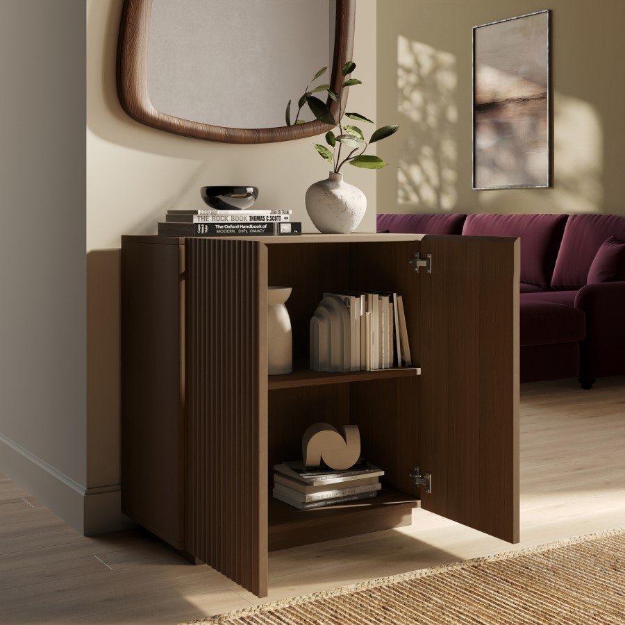 Small Walnut Fluted Sideboard - Hazel