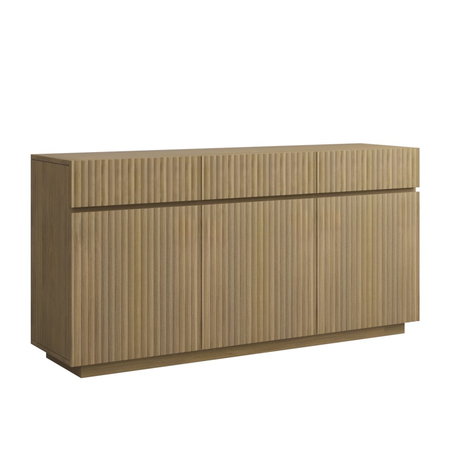 Large Oak Fluted Sideboard with Cupboards and Drawers - Hazel