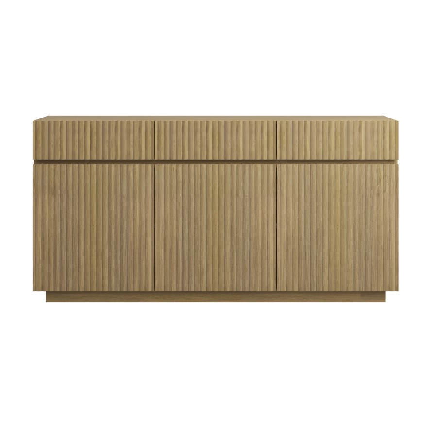 Large Oak Fluted Sideboard with Cupboards and Drawers - Hazel