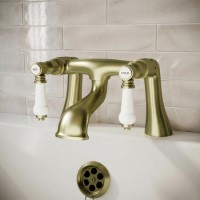 Brushed Brass Traditional Bath Filler - Helston