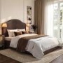 Chocolate Brown Velvet Double Ottoman Bed - Henri 

