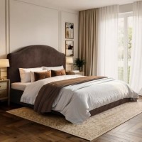 Chocolate Brown Velvet Super King Ottoman Bed - Henri 

