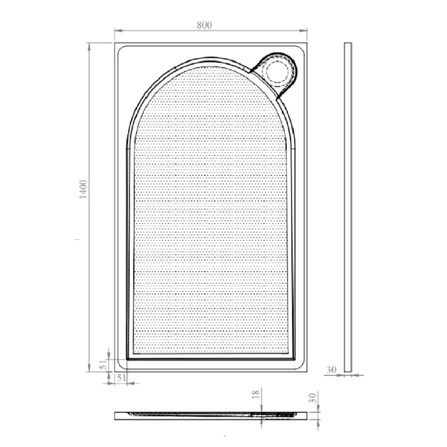 1400x800mm Rectangular Anti-Slip 30mm Slimline White Stone Resin with Gel Coat Mix Shower Tray – Hendra