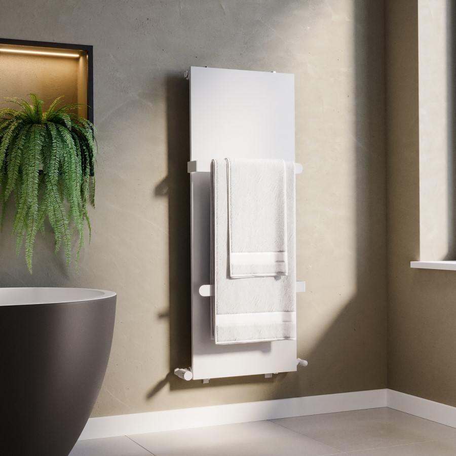 White Vertical Panel Radiator with Towel Bars 1220 x 452mm - Hesperia