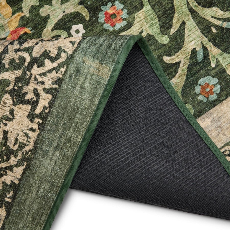 Washable Green Vintage Floral Rug - 275 x 185 cm - Country Paisley - Origins