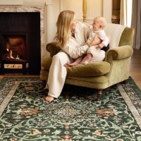 Washable Green Vintage Floral Rug - 275 x 185 cm - Country Paisley - Origins