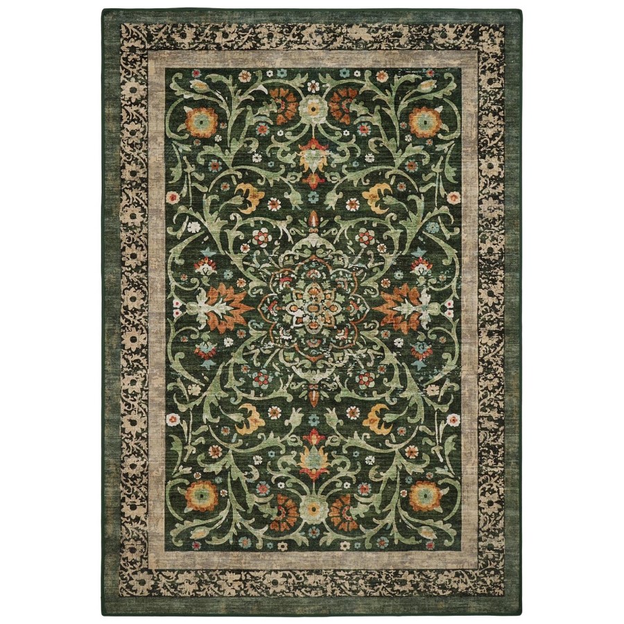 Washable Green Vintage Floral Rug - 275 x 185 cm - Country Paisley - Origins