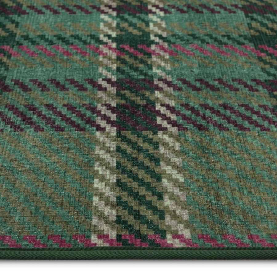 Washable Green Plaid Runner Rug - 220 x 75 cm - Isla - Origins