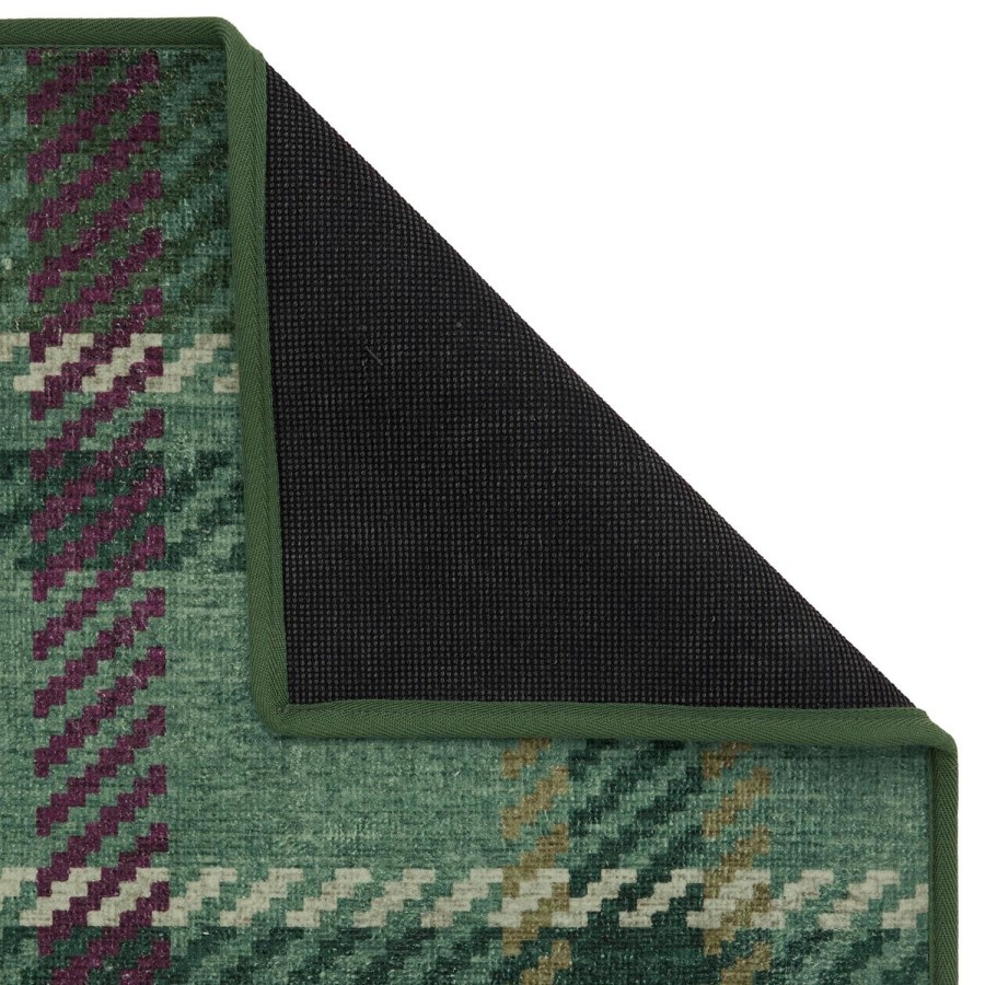 Washable Green Plaid Runner Rug - 220 x 75 cm - Isla - Origins