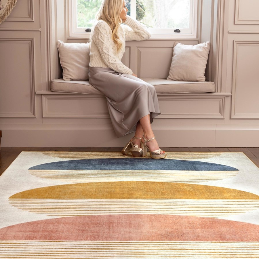 Washable Multi-Coloured Geometric Rug - 230 x 160 cm - Eclipse - Origins
