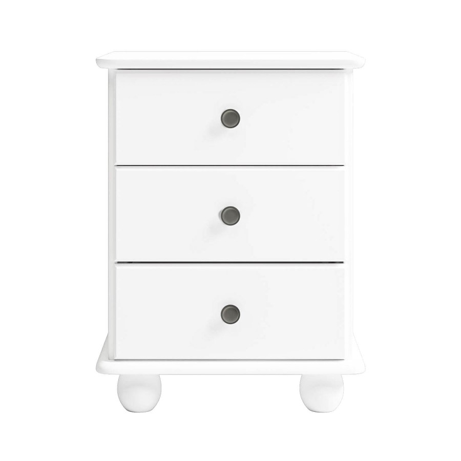 White 3-Drawer Bedside Table - Hampton