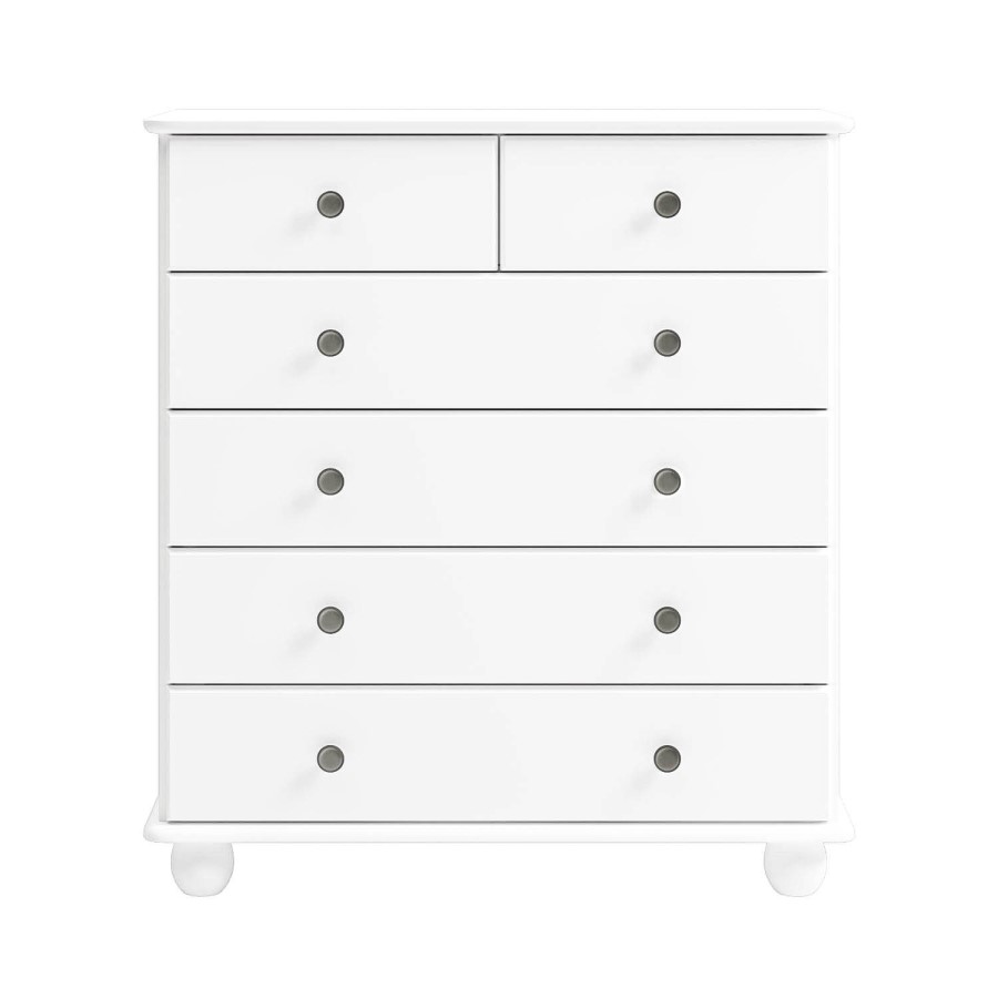 White 6 Drawer Chest of Drawers - Hampton