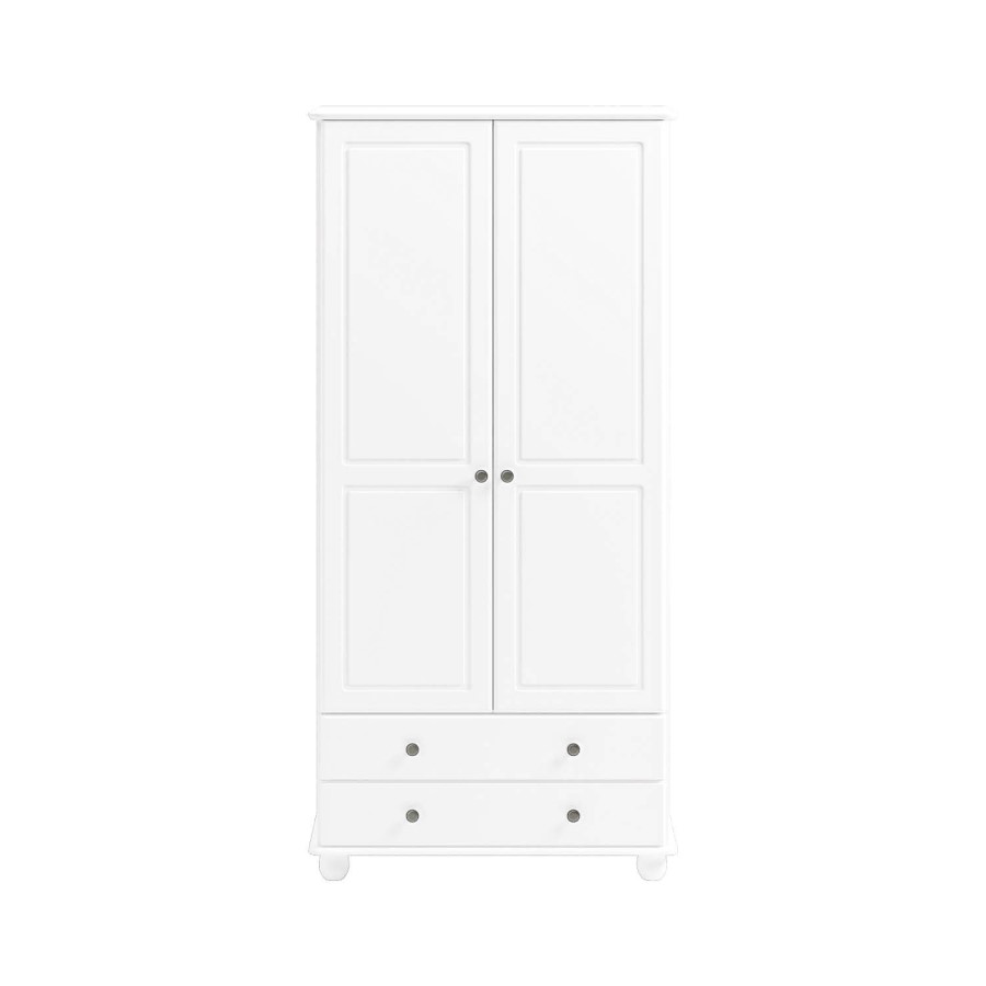 White 2-Door Double Wardrobe with Drawers - Hampton