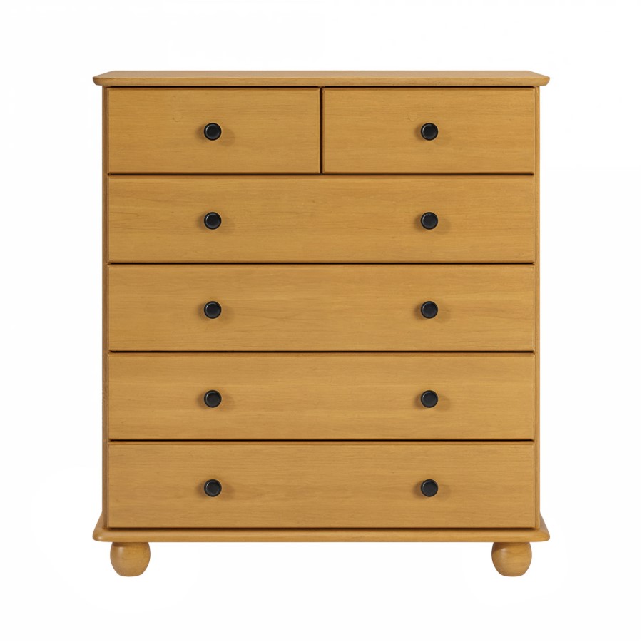 Pine 6 Drawer Chest of Drawers - Hampton