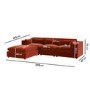 Burnt Orange Velvet 4 Seater Reversible Chaise L-Shape Corner Sofa - Hudson