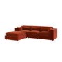Burnt Orange Velvet 4 Seater Reversible Chaise L-Shape Corner Sofa - Hudson