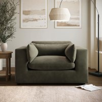 Khaki Green Velvet Cuddle Chair - Hudson
