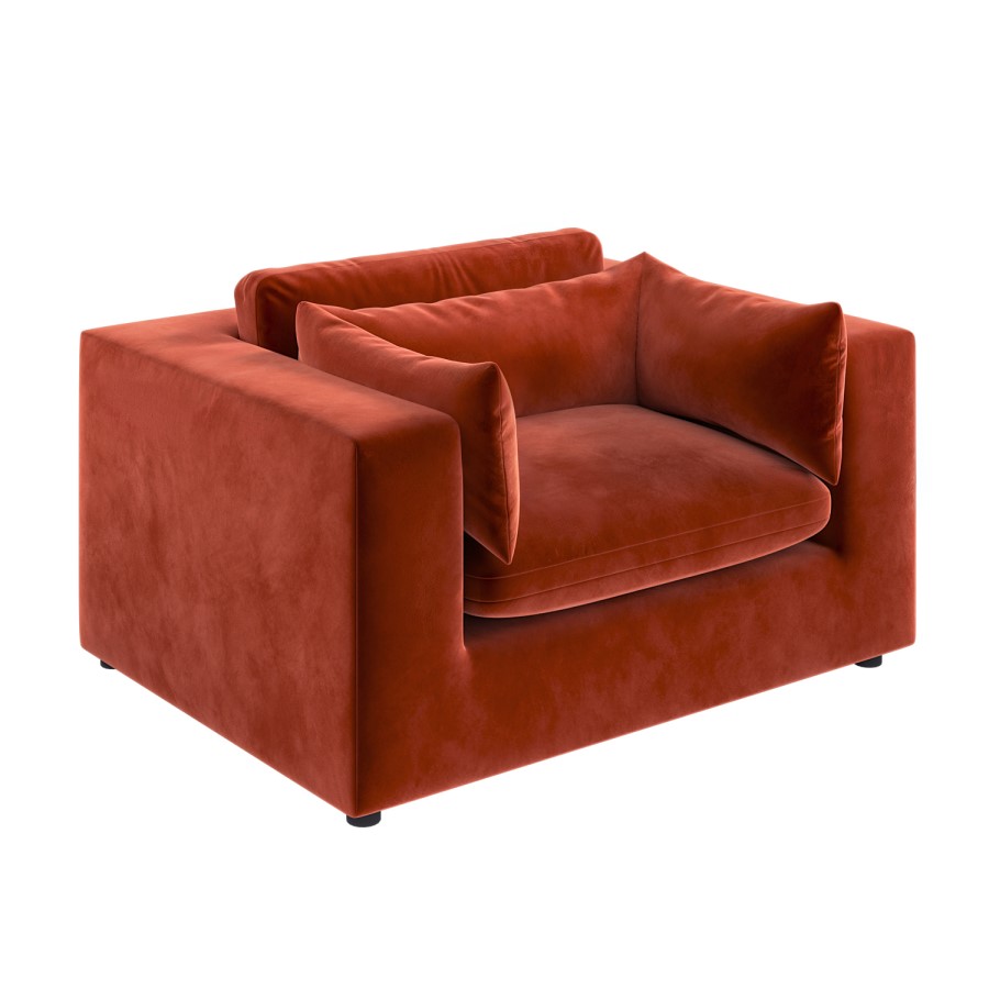 ALMOST PERFECT - Hudson Orange Velvet Cuddle Chair