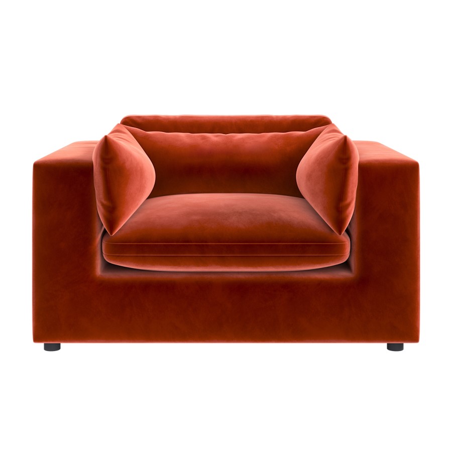 ALMOST PERFECT - Hudson Orange Velvet Cuddle Chair