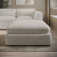 Beige Boucle Footstool - Hudson