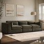 ALMOST PERFECT - Hudson Khaki Green Velvet 4 Seater Sofa