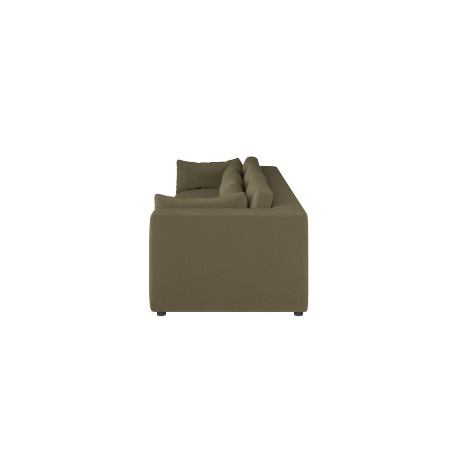 ALMOST PERFECT - Hudson Khaki Green Velvet 4 Seater Sofa