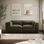 Khaki Green Velvet 3 Seater Sofa - Hudson