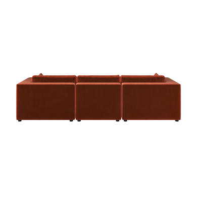 Large Burnt Orange Velvet 4 Seater Sofa - Hudson
