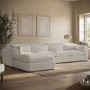Beige Boucle 5 Seater L-Shape Corner Sofa with Reversible Chaise - Hudson