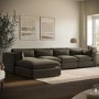 Khaki Green Velvet 5 Seater L-Shape Corner Sofa with Reversible Chaise - Hudson