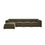 Khaki Green Velvet 5 Seater L-Shape Corner Sofa with Reversible Chaise - Hudson
