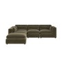 Khaki Green Velvet 5 Seater L-Shape Modular Corner Sofa with Reversible Chaise - Hudson