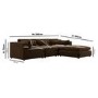Chocolate Brown Velvet 4 Seater L-Shape Corner Sofa with Reversible Chaise - Hudson