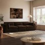Chocolate Brown Velvet 4 Seater Sofa - Hudson