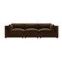 Chocolate Brown Velvet 4 Seater Sofa - Hudson