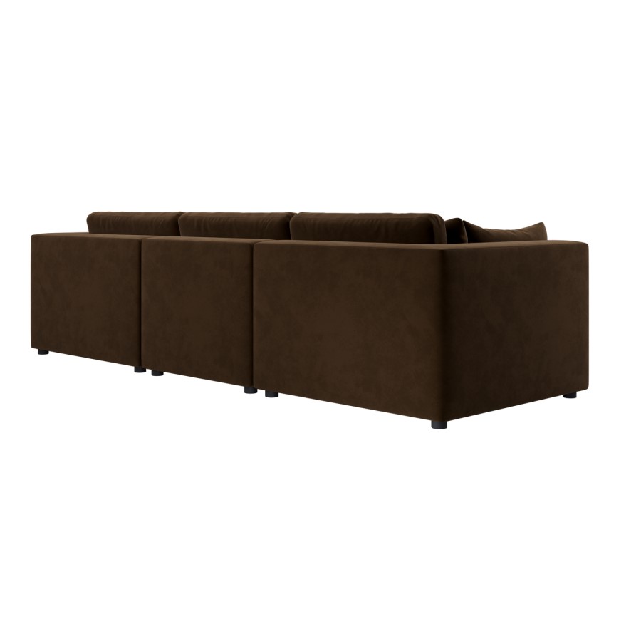 Chocolate Brown Velvet 4 Seater Sofa - Hudson