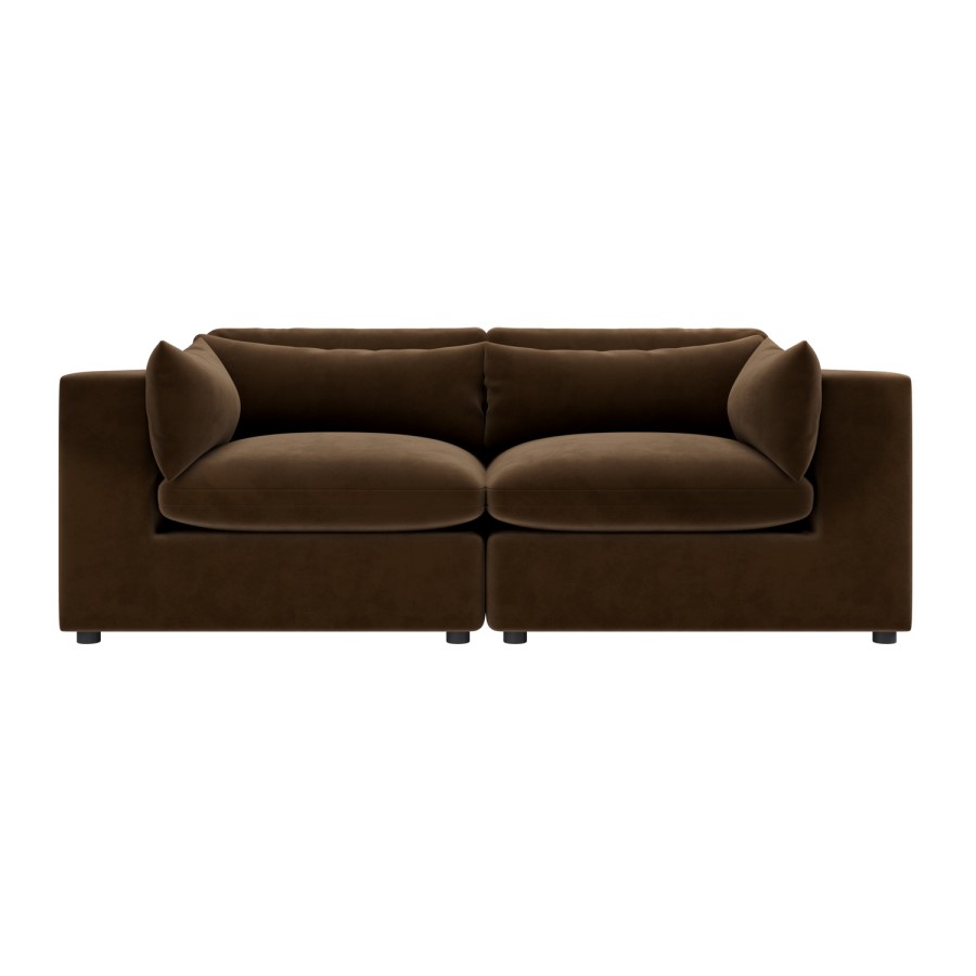Chocolate Brown Velvet 3 Seater Sofa - Hudson 