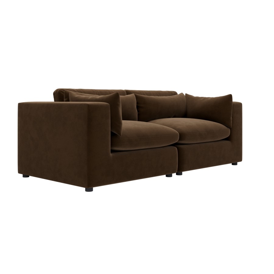 Chocolate Brown Velvet 3 Seater Sofa - Hudson 