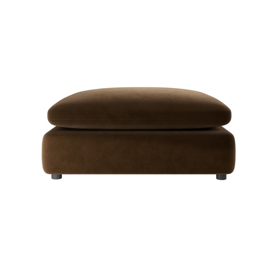 Chocolate Brown Velvet Footstool - Hudson 