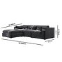 Large Charcoal Grey Velvet Reversible 4 Seater Chaise Corner Sofa - Hudson
