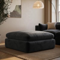 GRADE A2 - Charcoal Grey Velvet Foostool - Hudson
